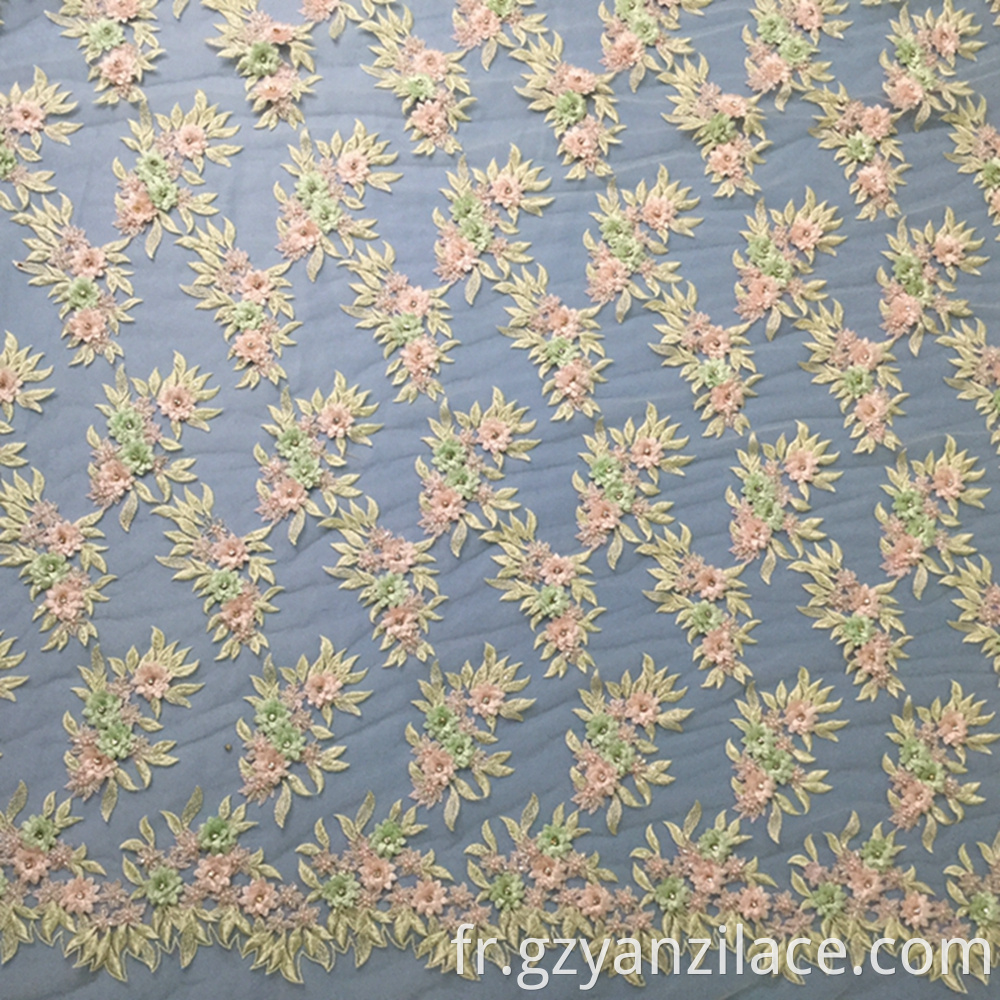 Pink Flower Embroidery Fabric